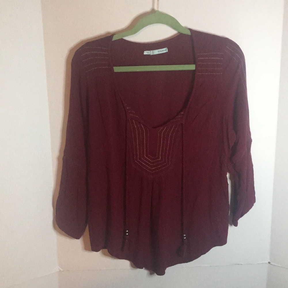 MAUNCES BOHO V NECK SHIRT WITH TASSELS SIZE L